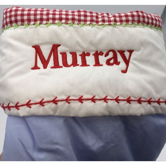 Pottery Barn Kids Murray Santa Gifts Christmas Tree Quilted Holiday Stocking - Picture 2 of 10